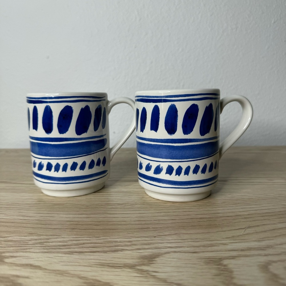 Kate Spade New York Lenox All In Good Taste Pretty Pantry Mugs Blue Set of 2‎
